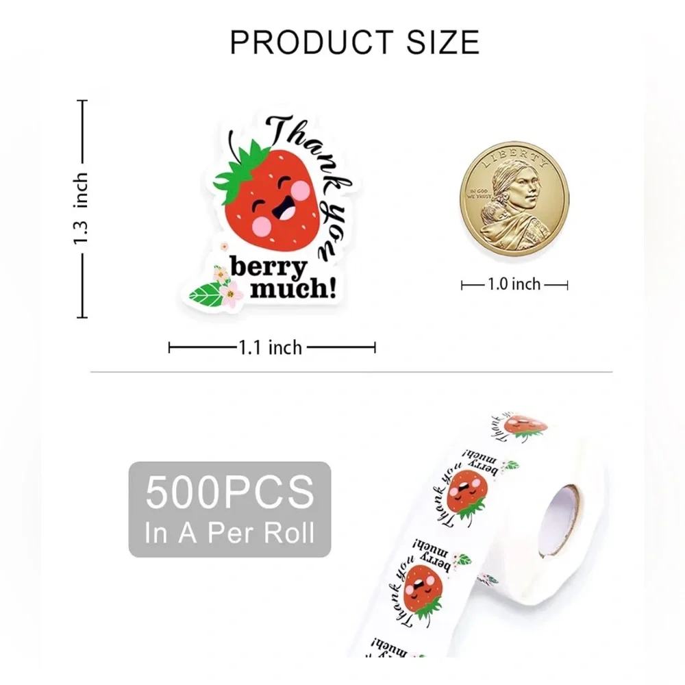Thank You Berry Much 🍓 Stickers Roll